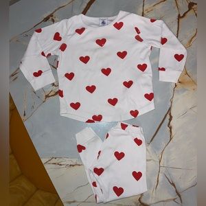 Classic petit bateau heart pijama 2 T